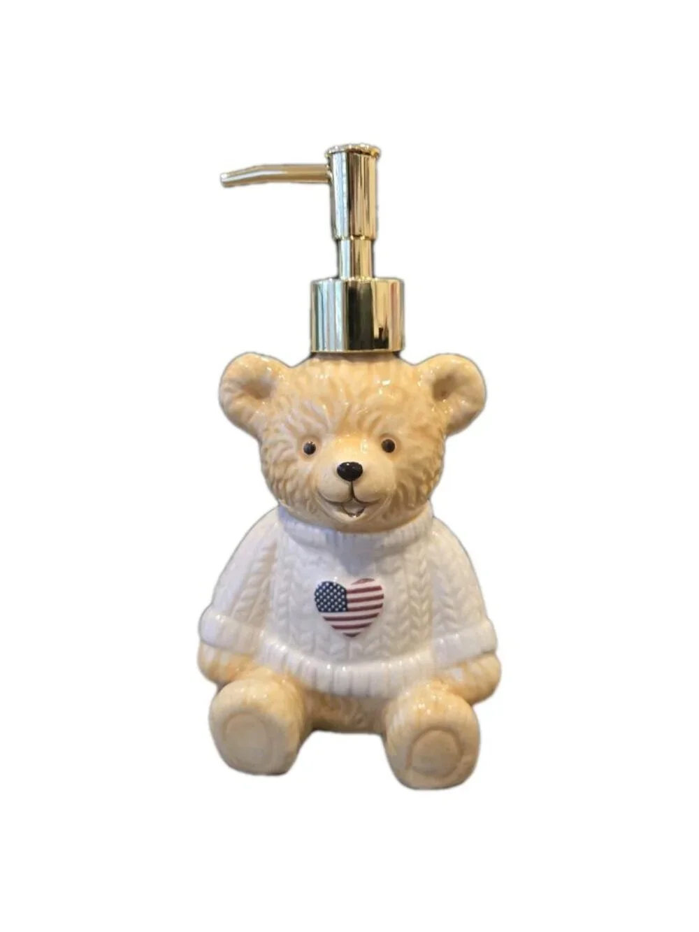 New Dabney Lee Teddy Bear Heart American Soap Dispenser Kitchen / Bathroom